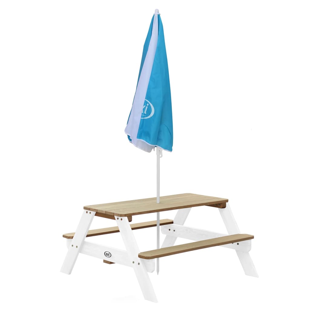 AXI Kinderpicknicktafel Nick met parasol bruin en wit