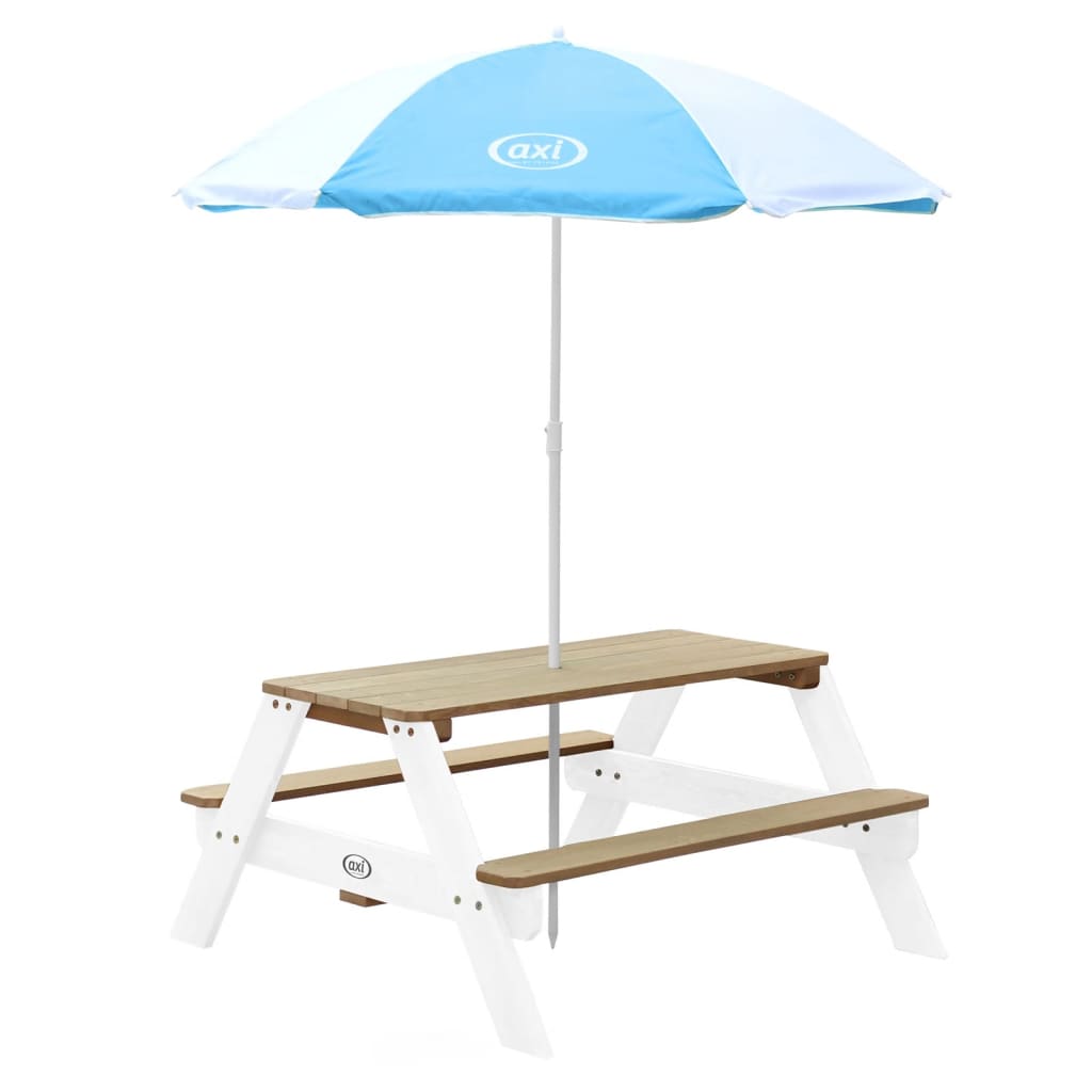 AXI Kinderpicknicktafel Nick met parasol bruin en wit