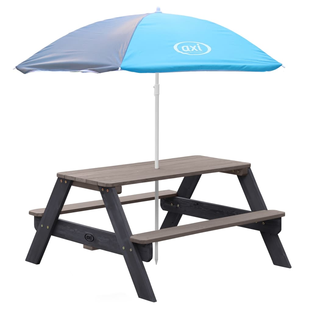 AXI Kinderpicknicktafel Nick met parasol bruin en wit