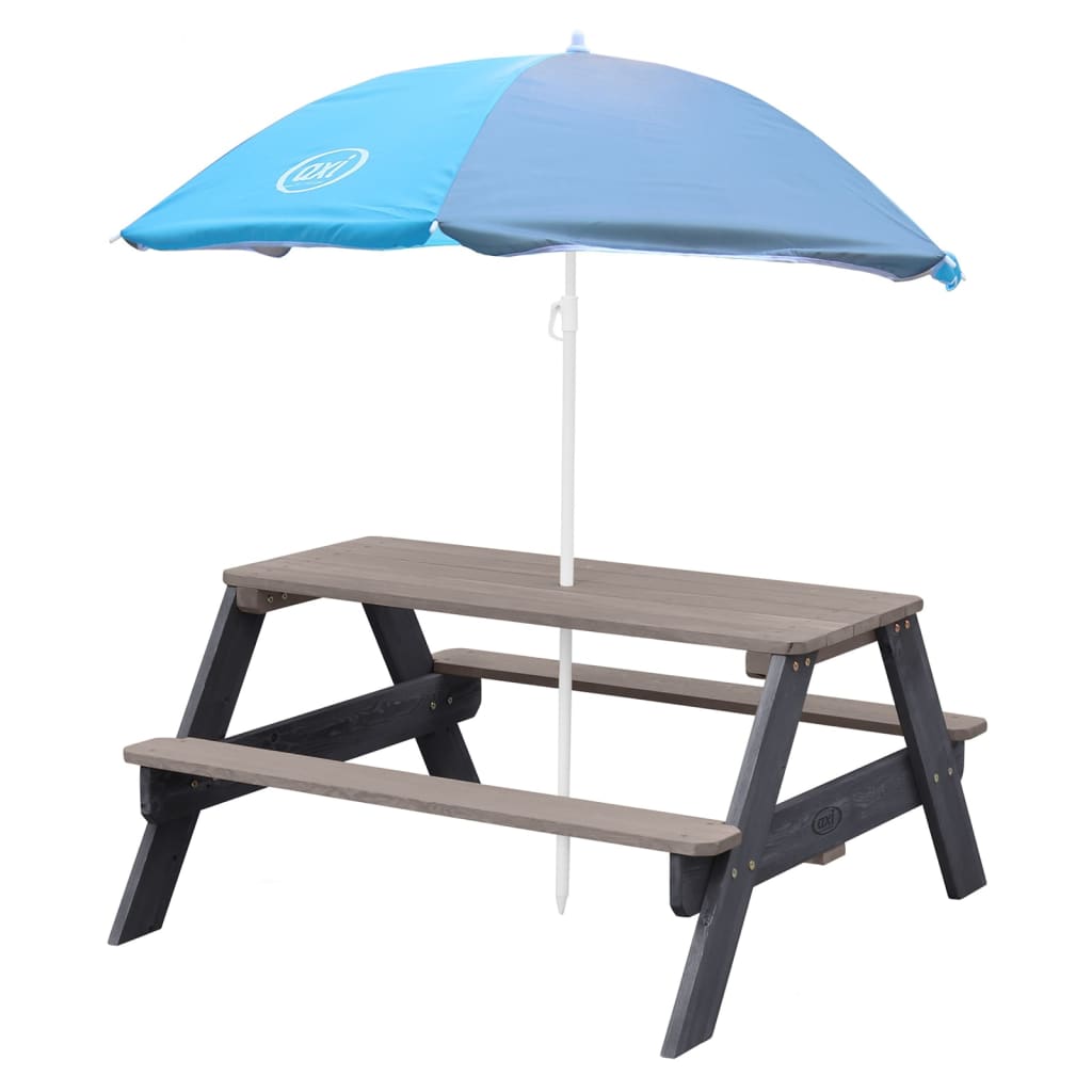 AXI Kinderpicknicktafel Nick met parasol bruin en wit