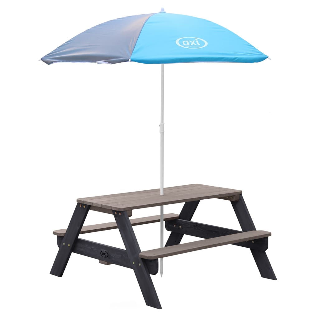 AXI Kinderpicknicktafel Nick met parasol bruin en wit