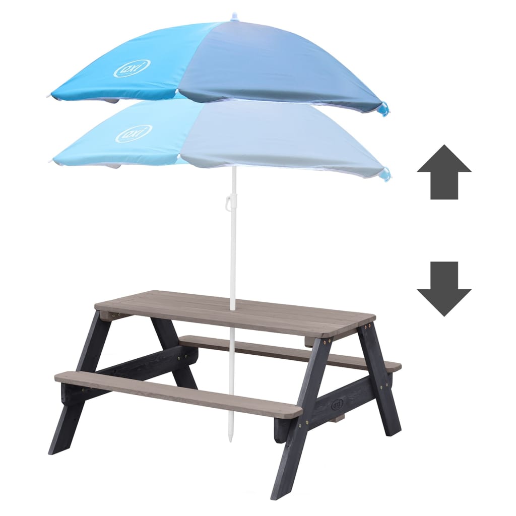 AXI Kinderpicknicktafel Nick met parasol bruin en wit