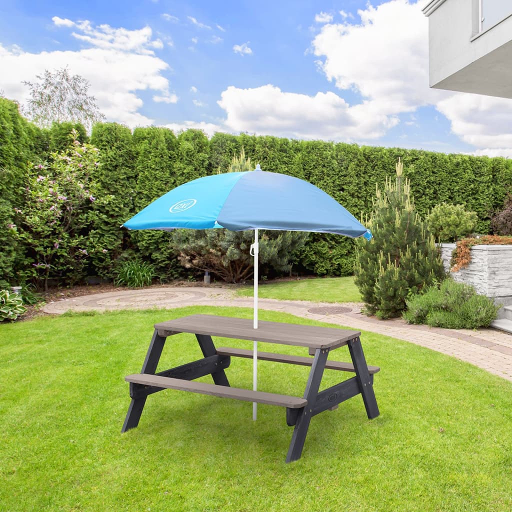 AXI Kinderpicknicktafel Nick met parasol bruin en wit