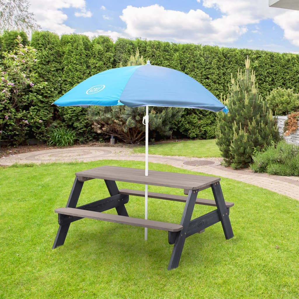 AXI Kinderpicknicktafel Nick met parasol bruin en wit