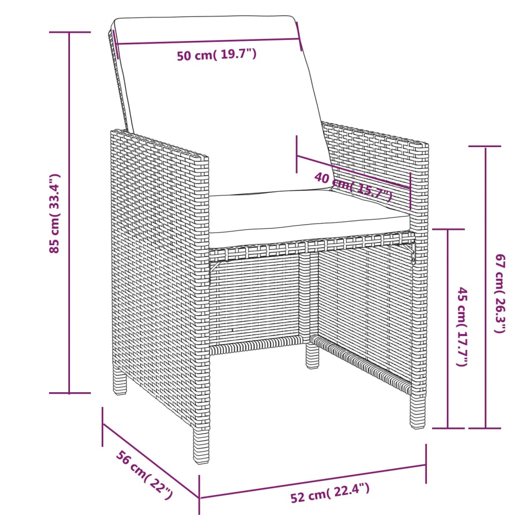 5-delige Tuinset poly rattan acaciahout antraciet