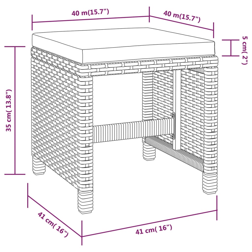 5-delige Tuinset poly rattan acaciahout antraciet