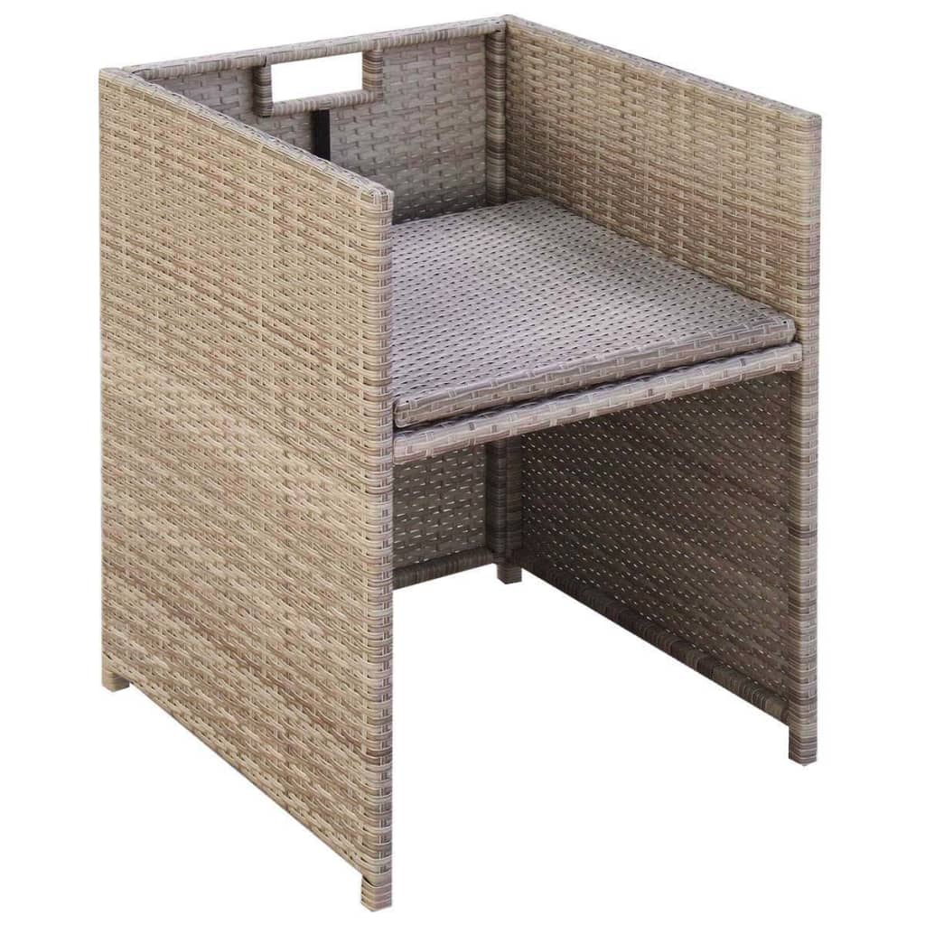 3-delige Bistroset met kussens poly rattan