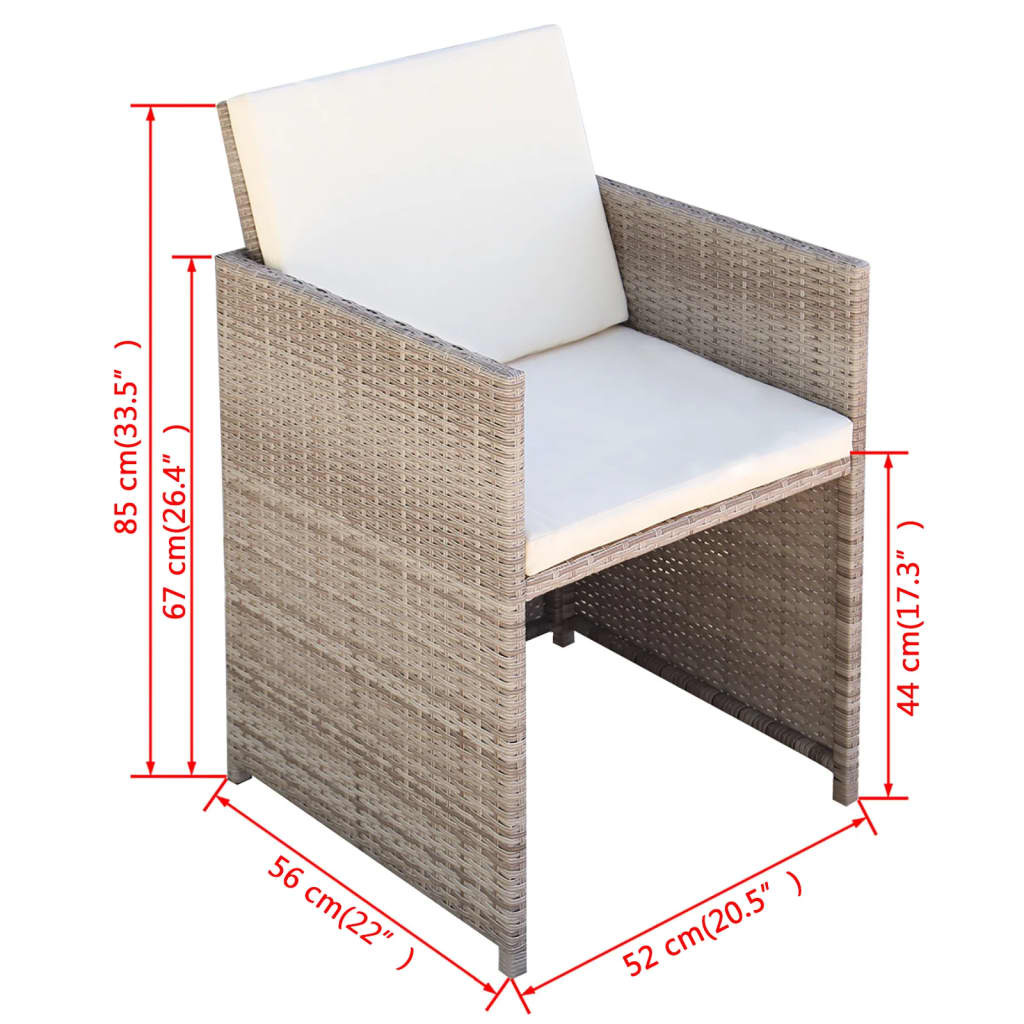 5-delige Tuinset poly rattan acaciahout antraciet