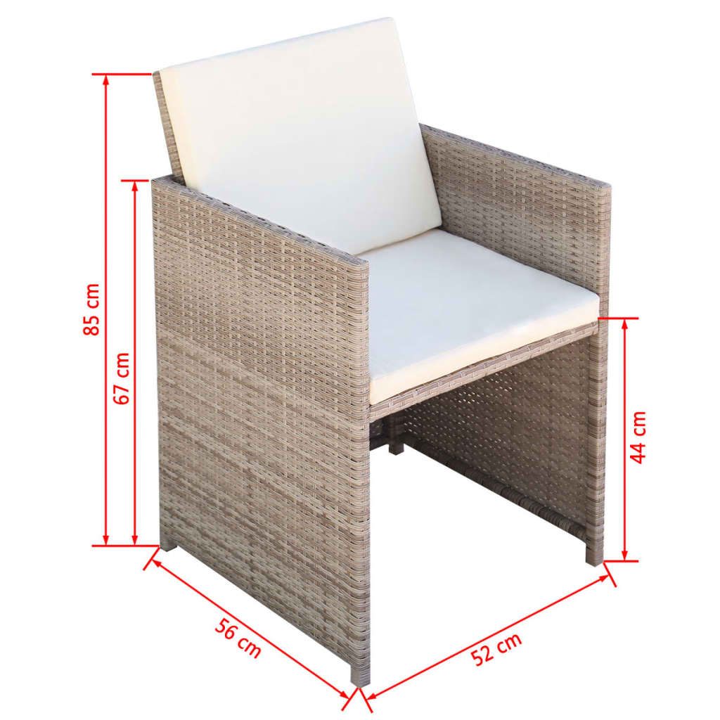 9-delige Tuinset met kussens poly rattan