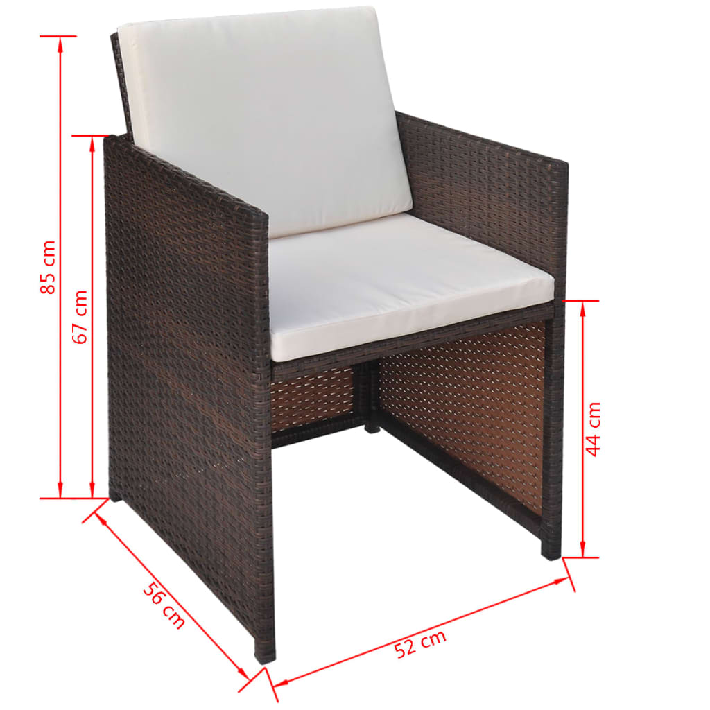 Tuinstoelen 2 st met kussens poly rattan