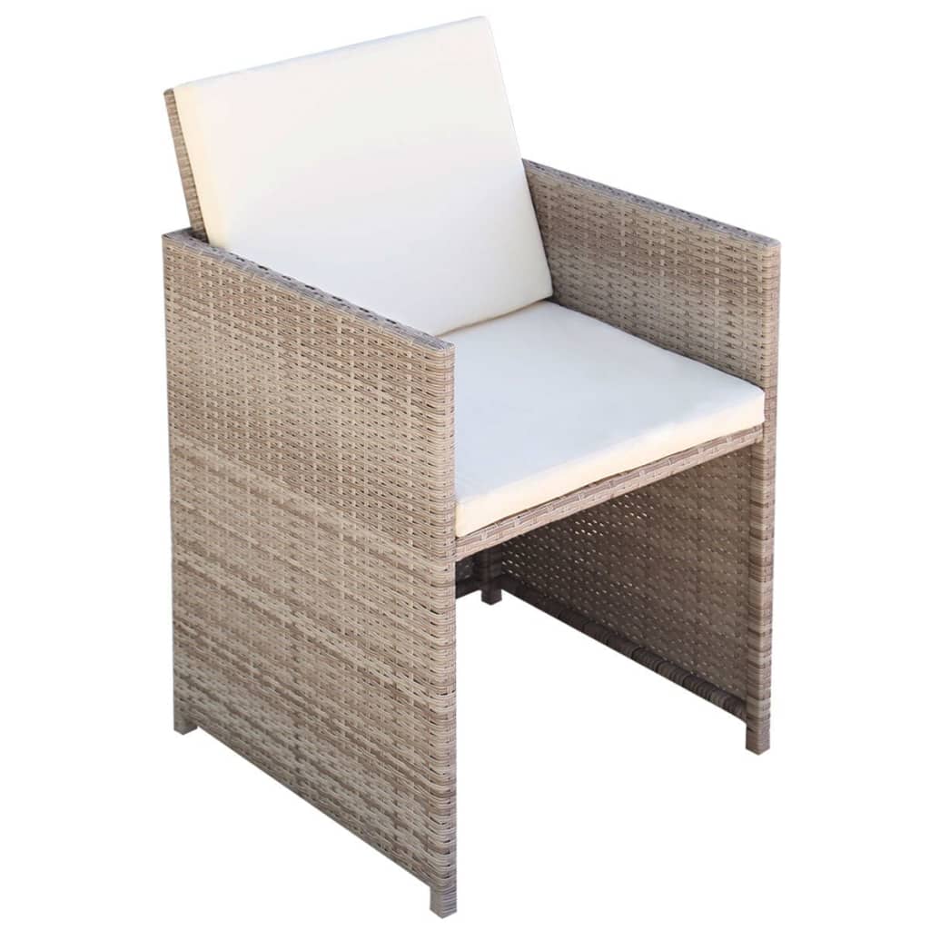 Tuinstoelen 2 st met kussens poly rattan