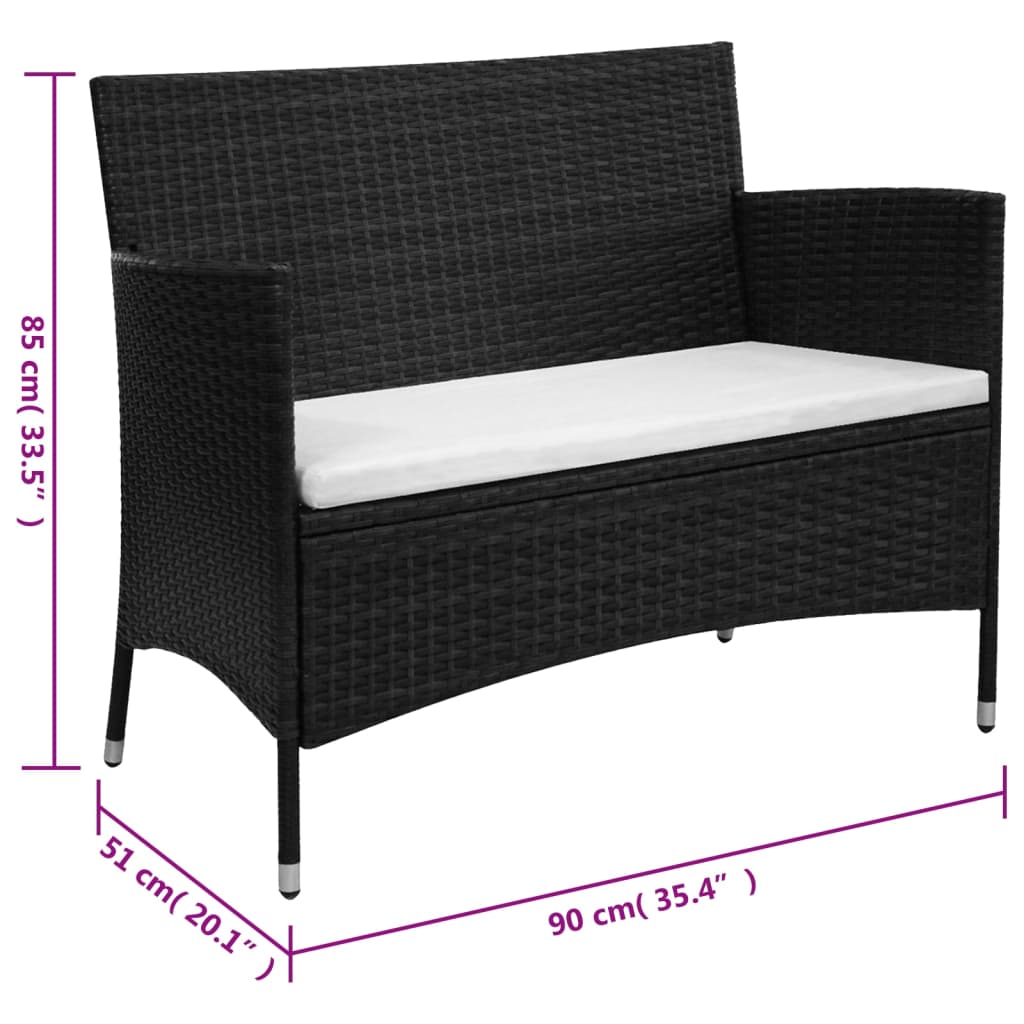 Tuinbank 105 cm poly rattan