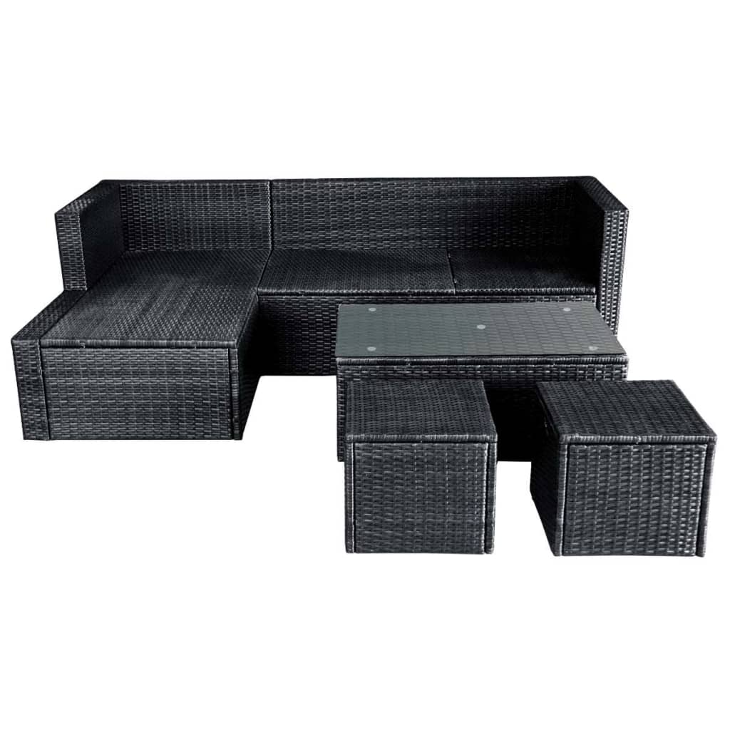 4-delige Loungeset met kussens poly rattan