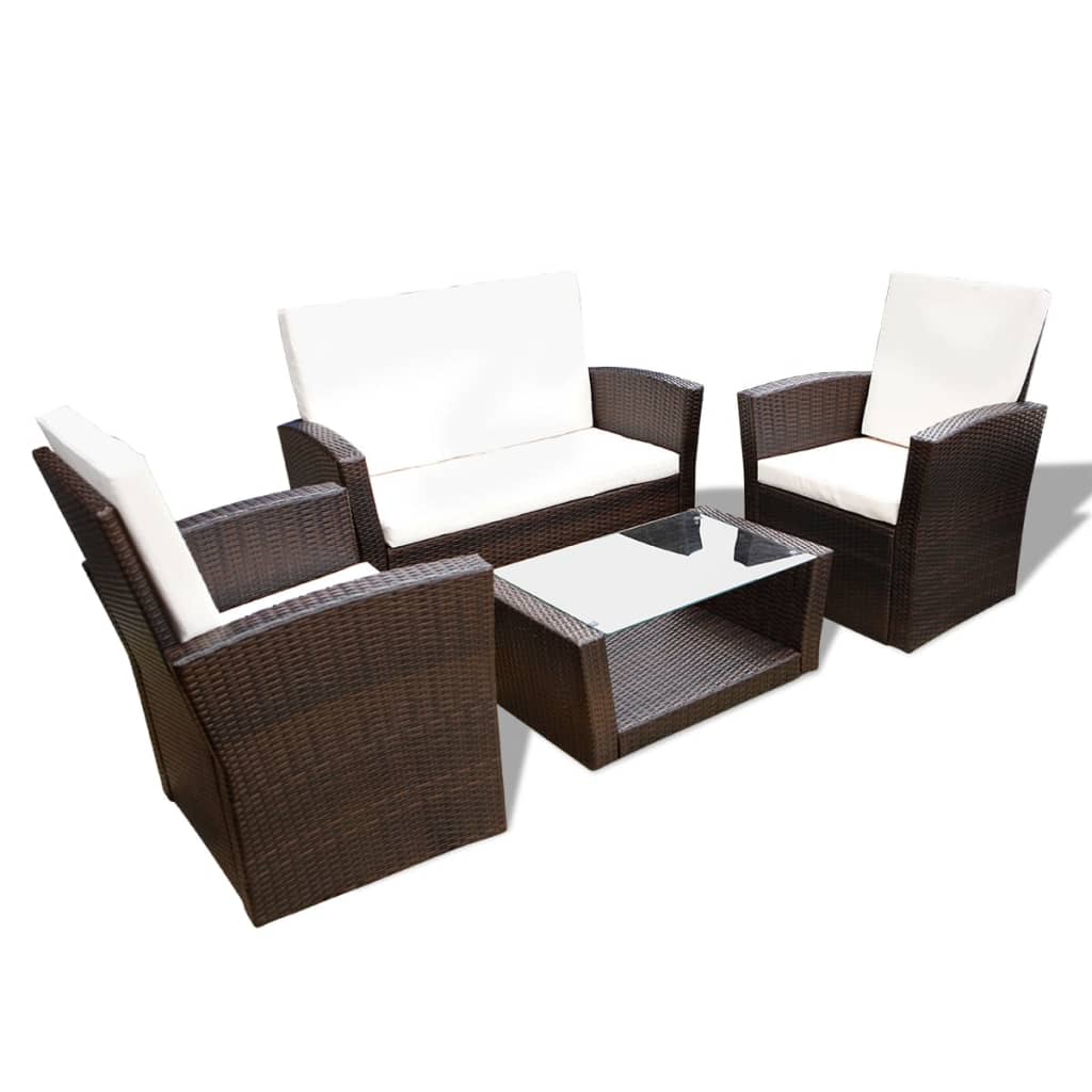 16-delige Loungeset met kussens poly rattan