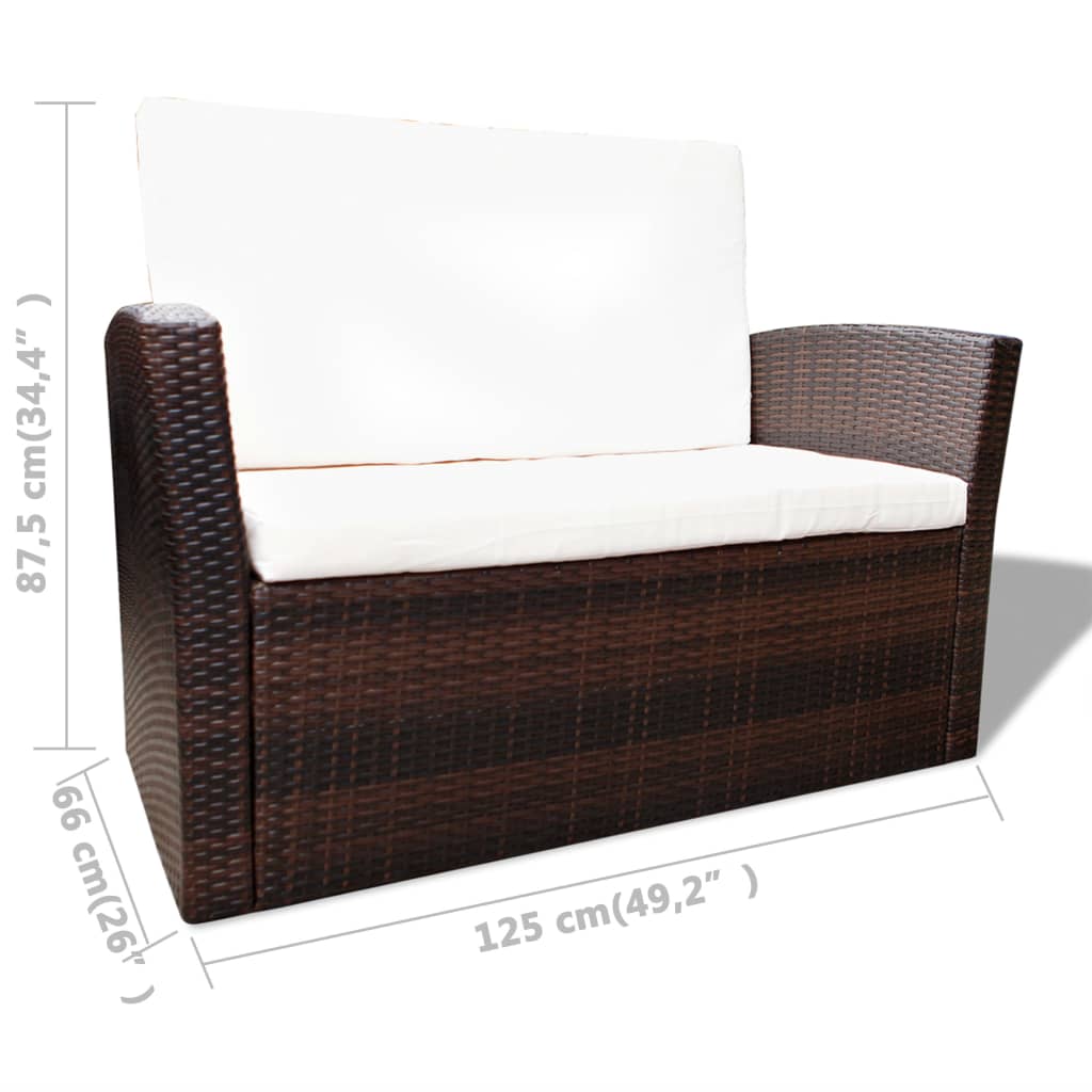 16-delige Loungeset met kussens poly rattan