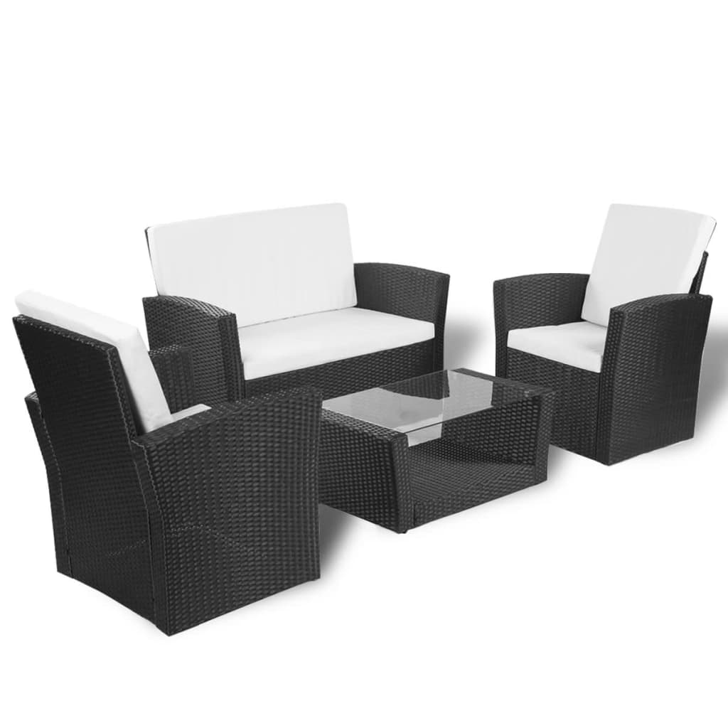 16-delige Loungeset met kussens poly rattan