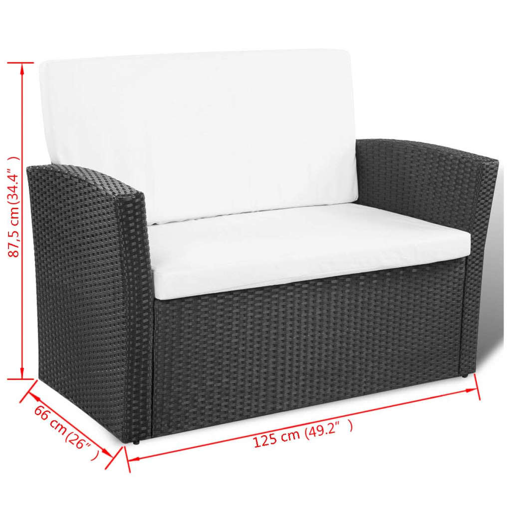 16-delige Loungeset met kussens poly rattan