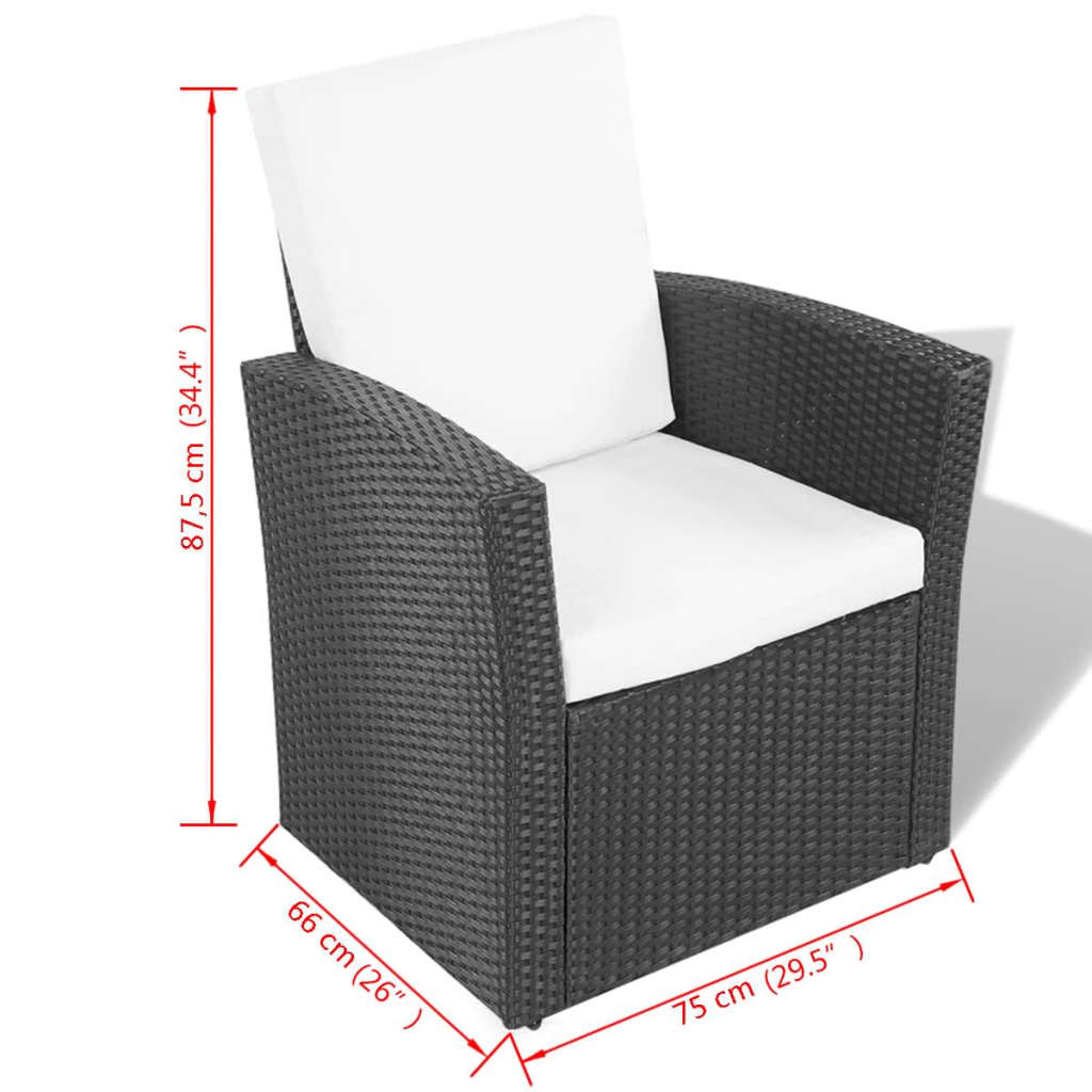 16-delige Loungeset met kussens poly rattan