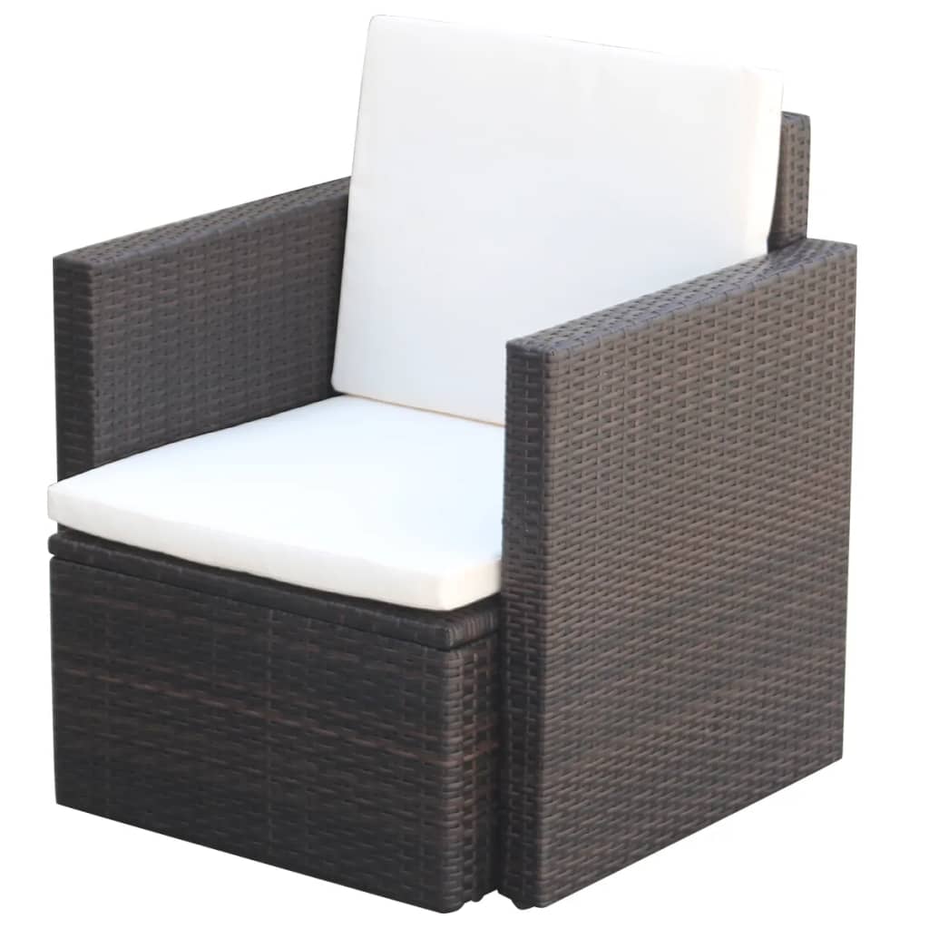 Tuinstoel met kussens poly rattan