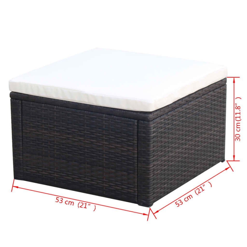 Voetenbank/poef 53x53x30 cm poly rattan