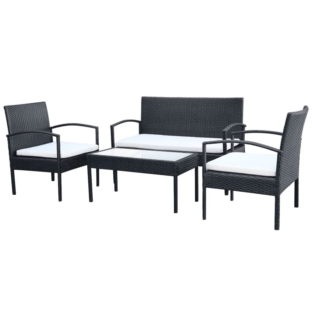 4-delige Loungeset met kussens poly rattan