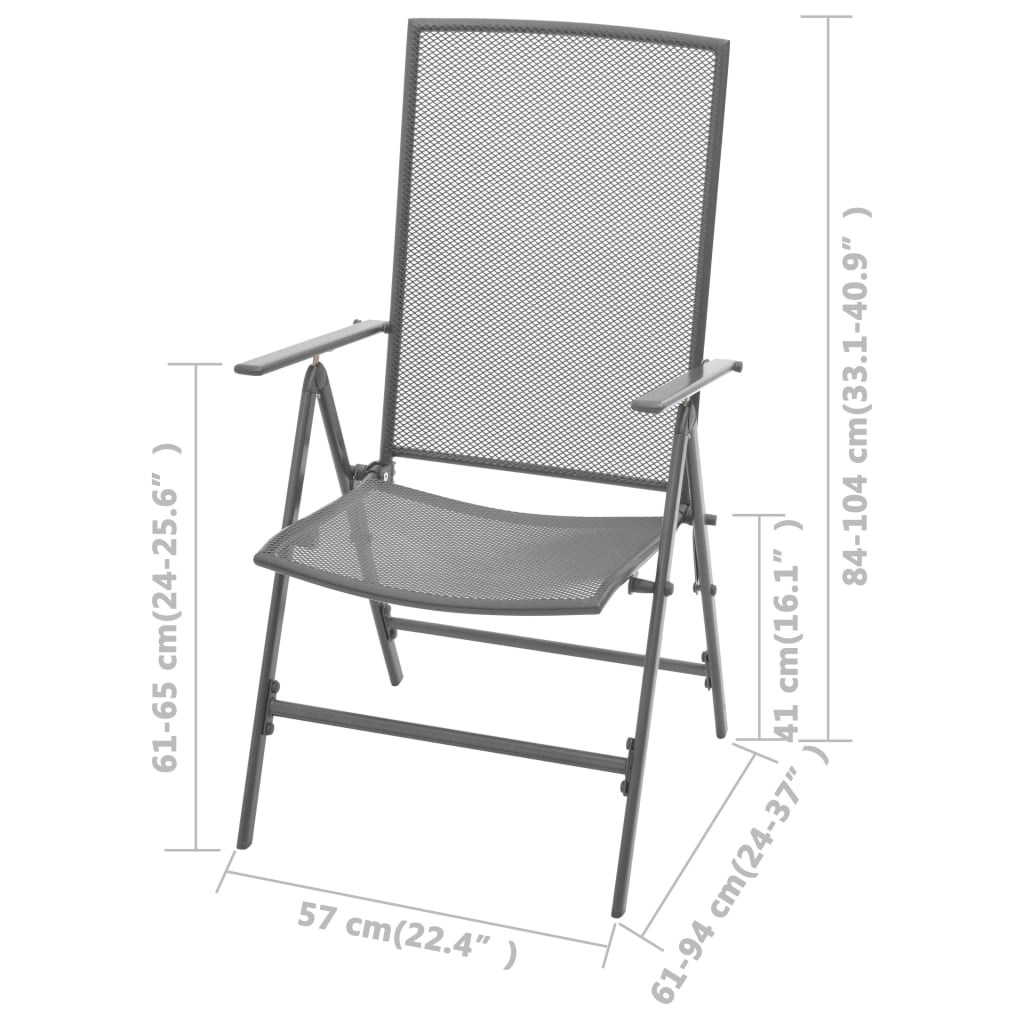 Tuinstoelen stapelbaar 2 st staal grijs