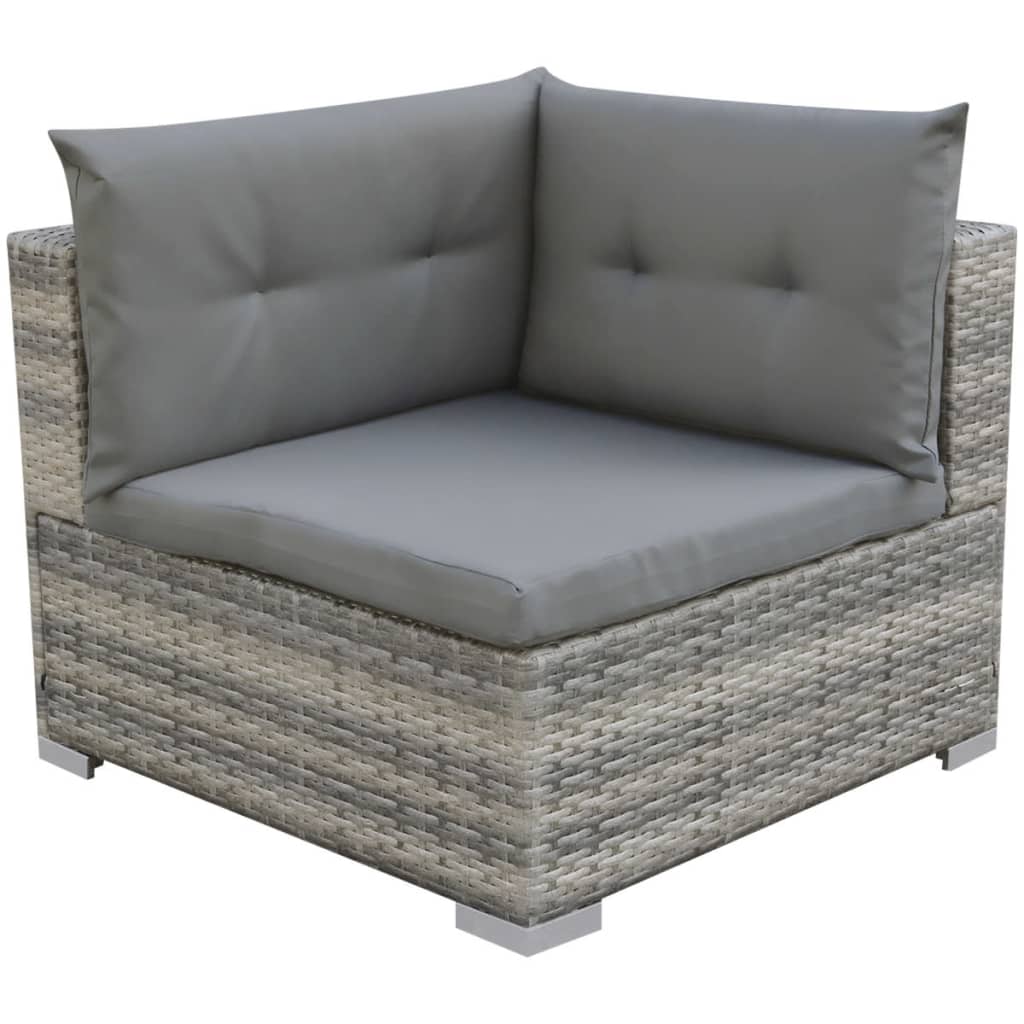 10-delige Loungeset met kussens poly rattan