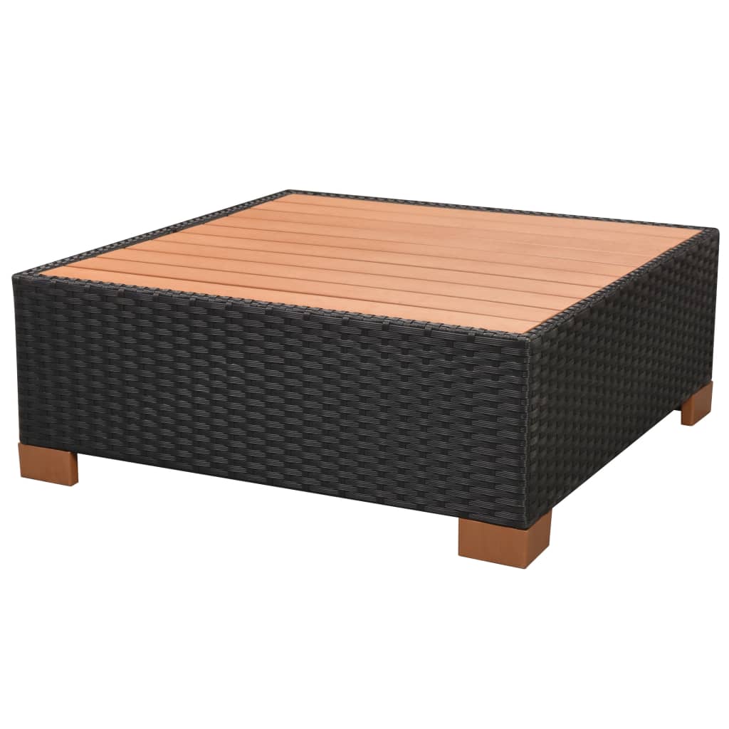 8-delige Loungeset met kussens poly rattan zwart