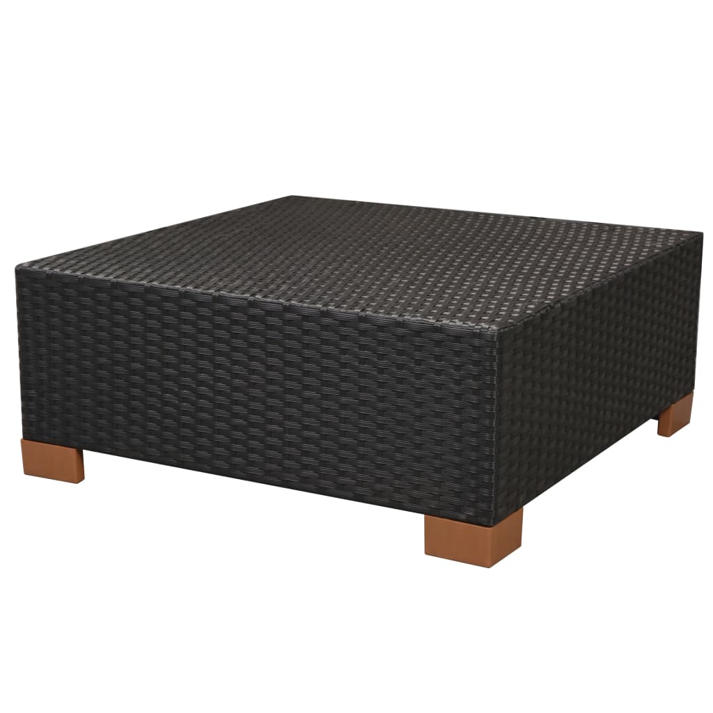 8-delige Loungeset met kussens poly rattan zwart