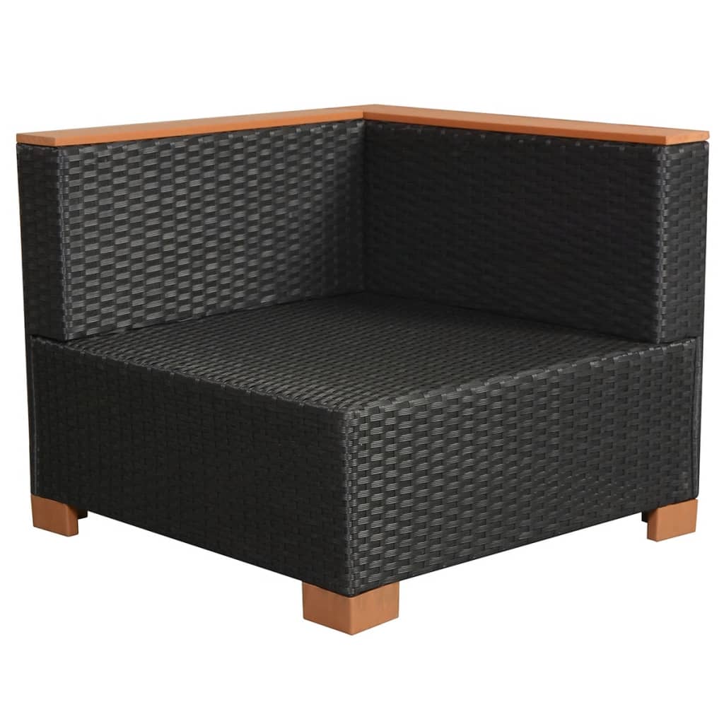 8-delige Loungeset met kussens poly rattan zwart