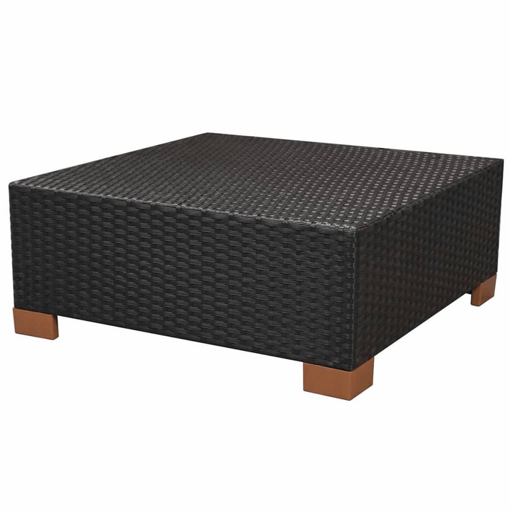 8-delige Loungeset met kussens poly rattan zwart