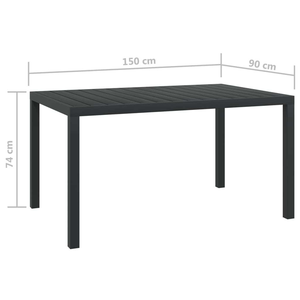 Tuintafel 80x80x74 cm aluminium en HKC zwart