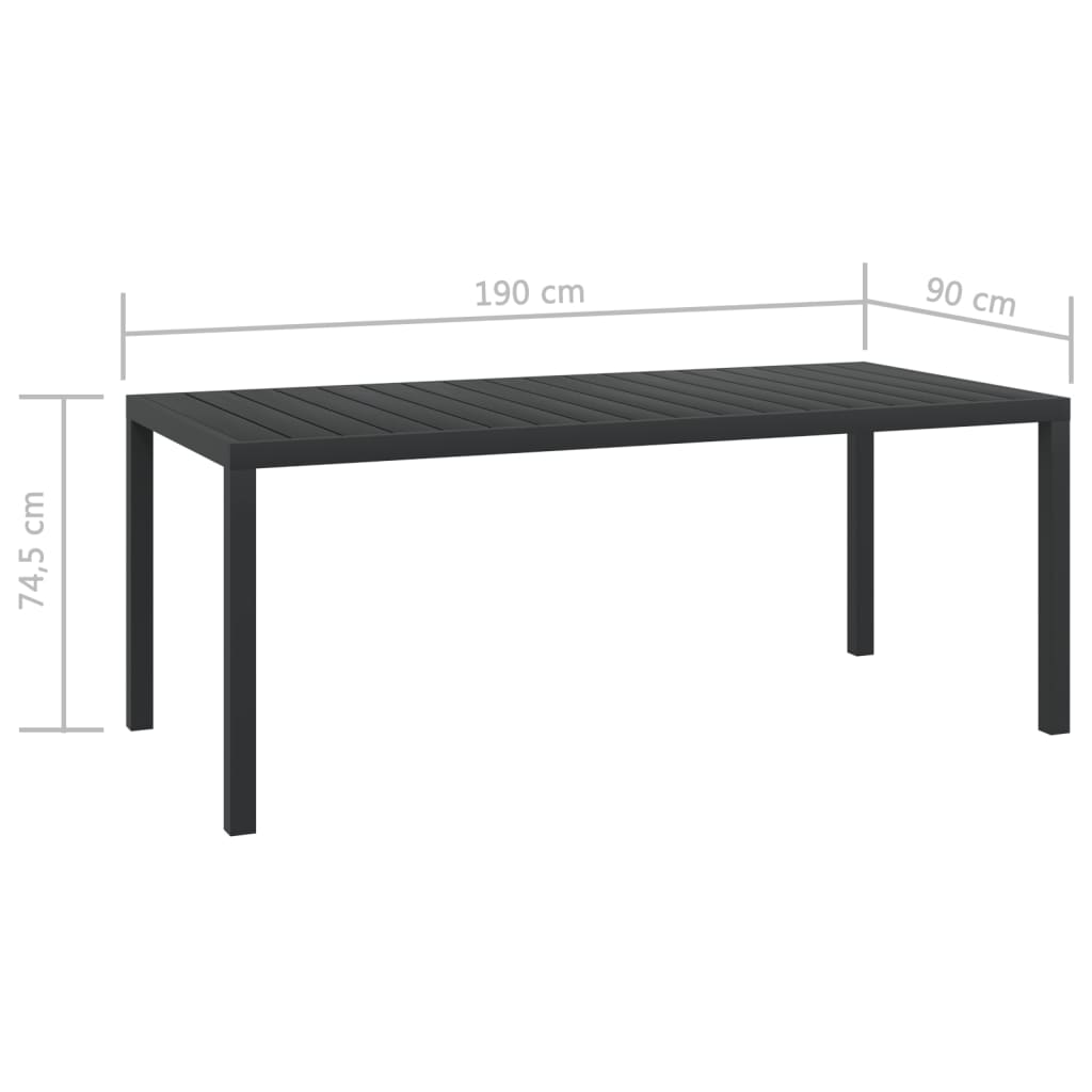 Tuintafel 80x80x74 cm aluminium en HKC zwart