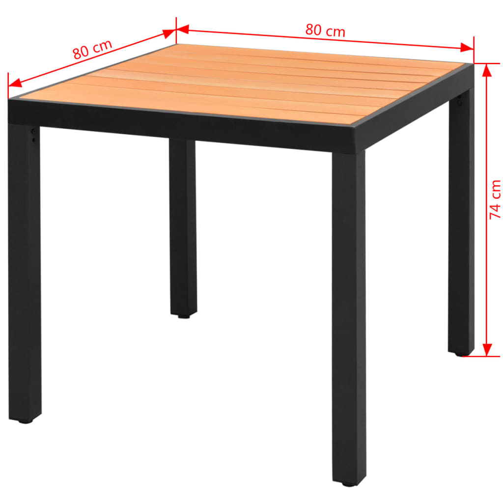 Tuintafel 185x90x74 cm aluminium en HKC bruin