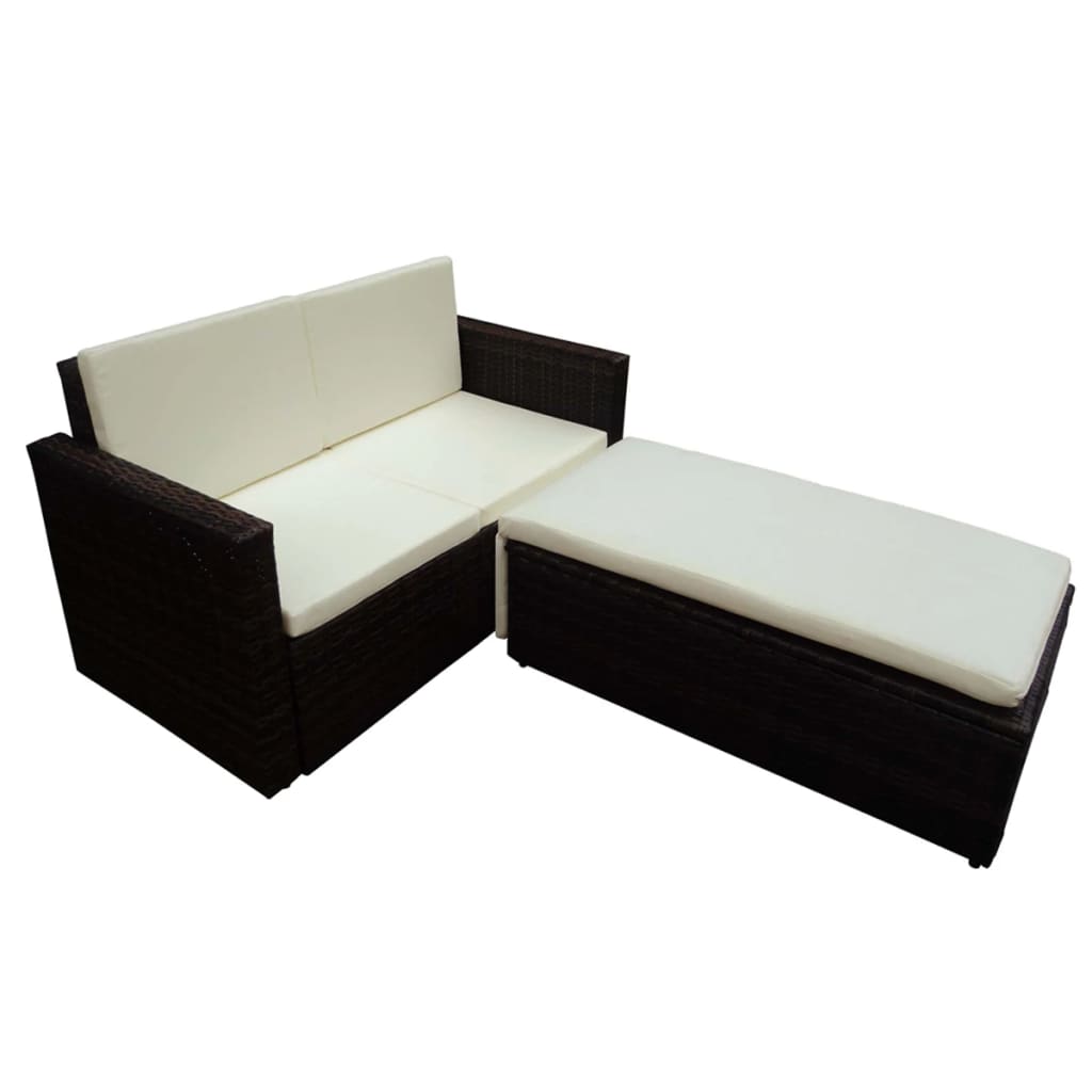 2-delige Loungeset met kussens poly rattan