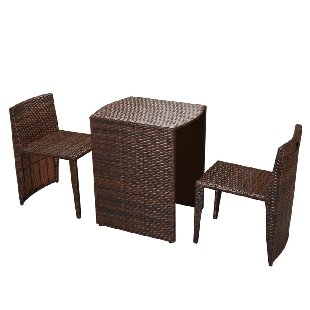 3-delige Bistroset met kussens poly rattan