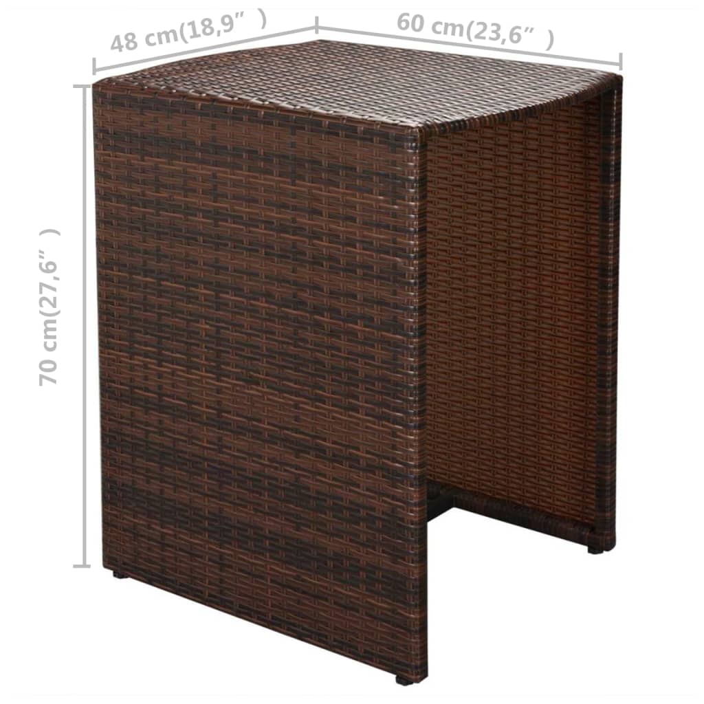 3-delige Bistroset met kussens poly rattan