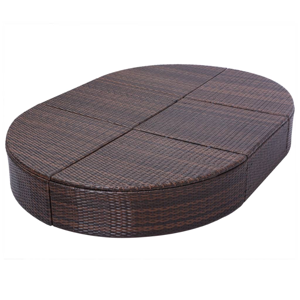 Loungebed met kussen poly rattan