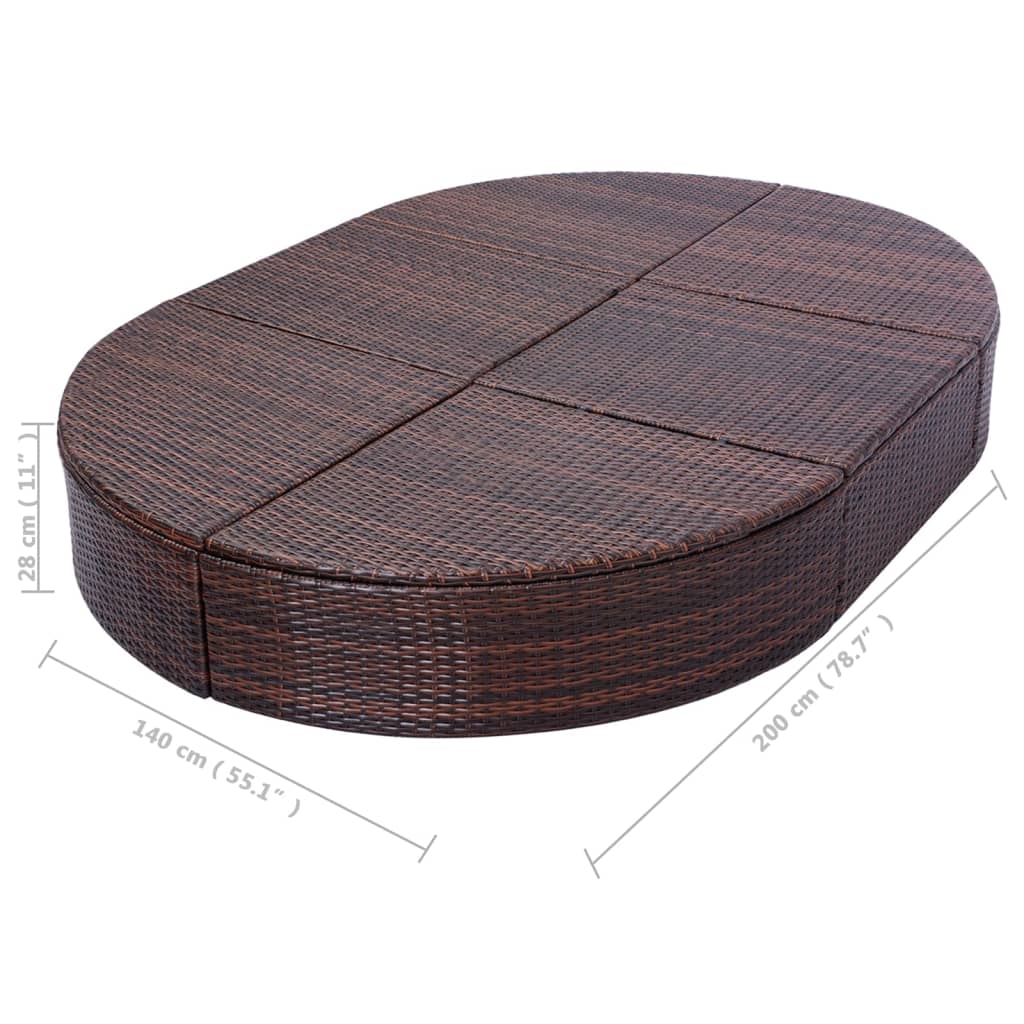 Loungebed met kussen poly rattan