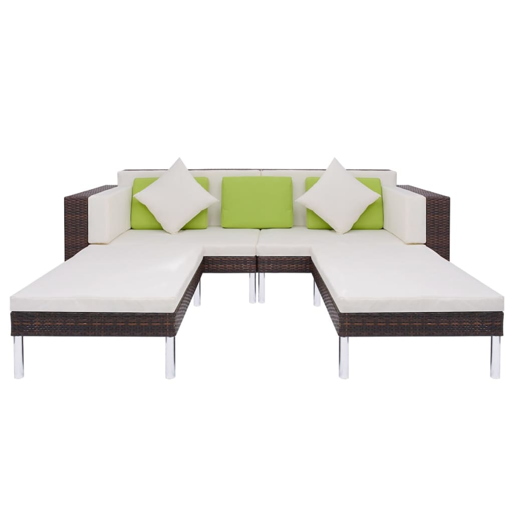 4-delige Loungeset met kussens poly rattan