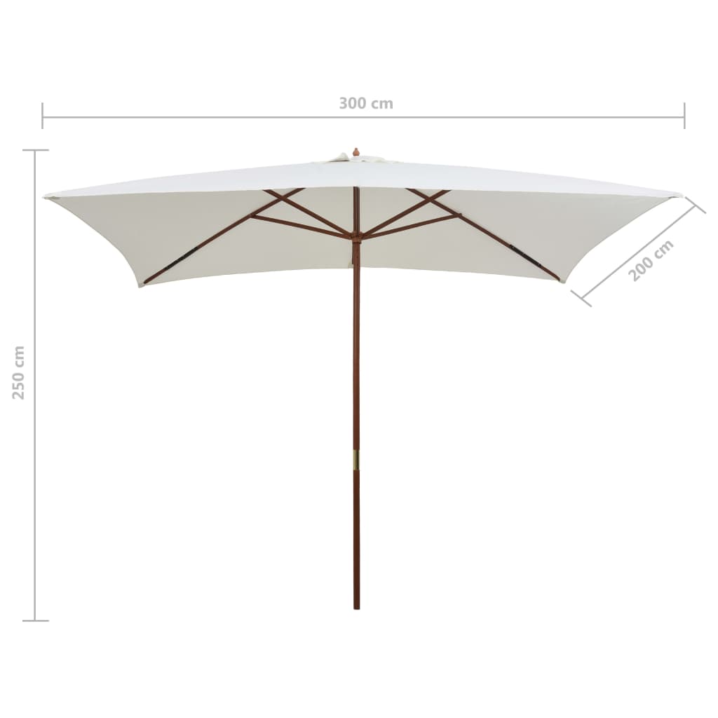 Parasol met houten paal 200x300 cm