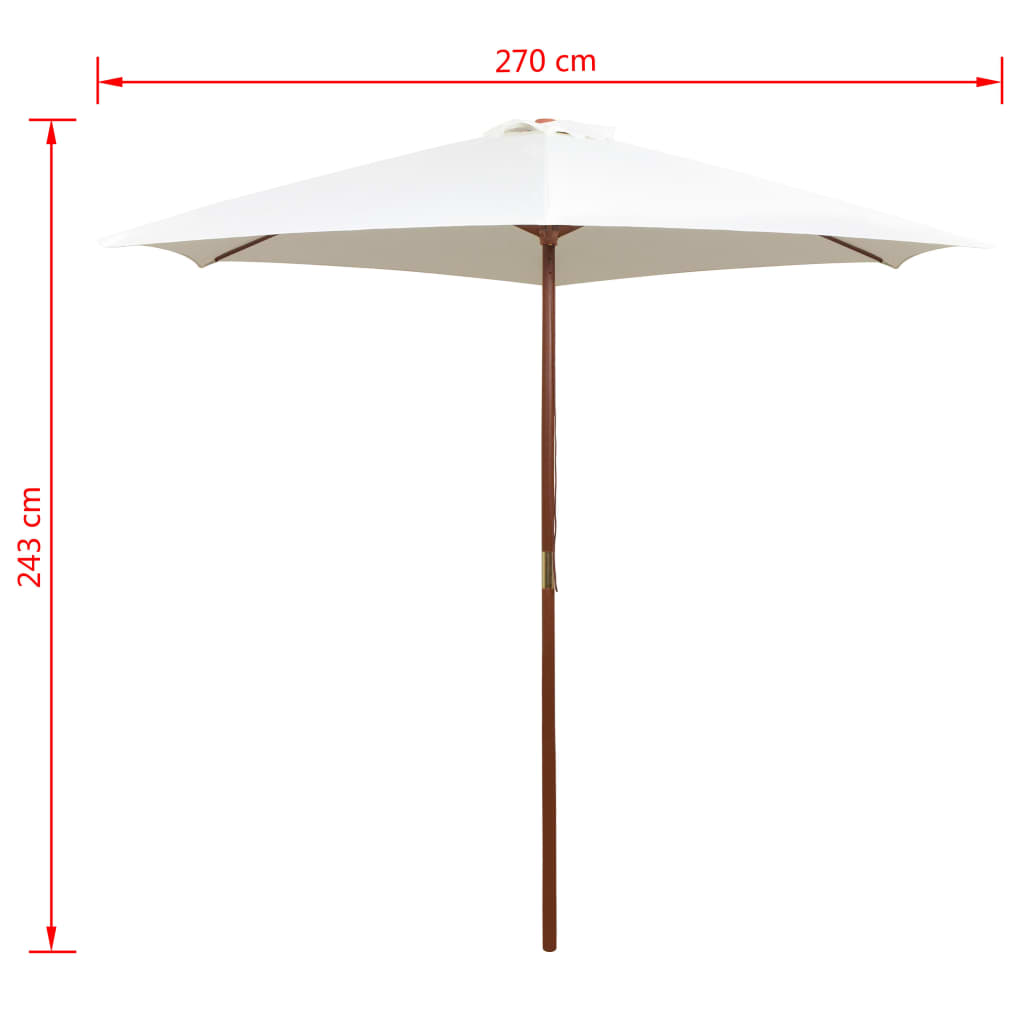 Parasol met houten paal 270 cm