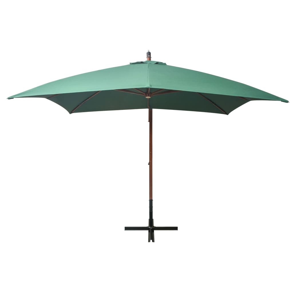 Zweefparasol met houten paal 300x300 cm groen