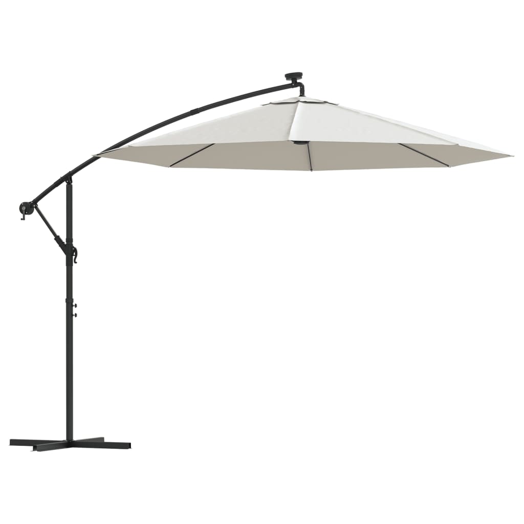 Zweefparasol met LED-verlichting en stalen paal 300 cm