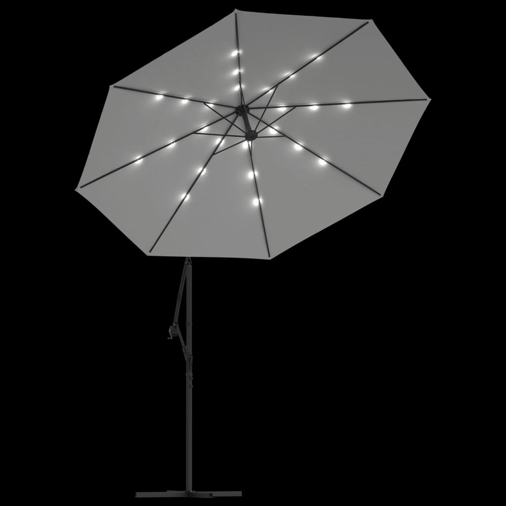 Zweefparasol met LED-verlichting en stalen paal 300 cm