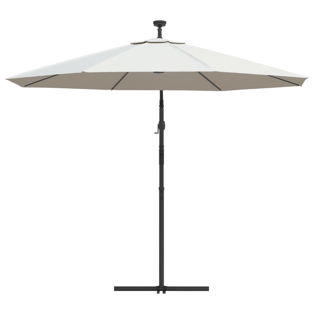 Zweefparasol met LED-verlichting en stalen paal 300 cm