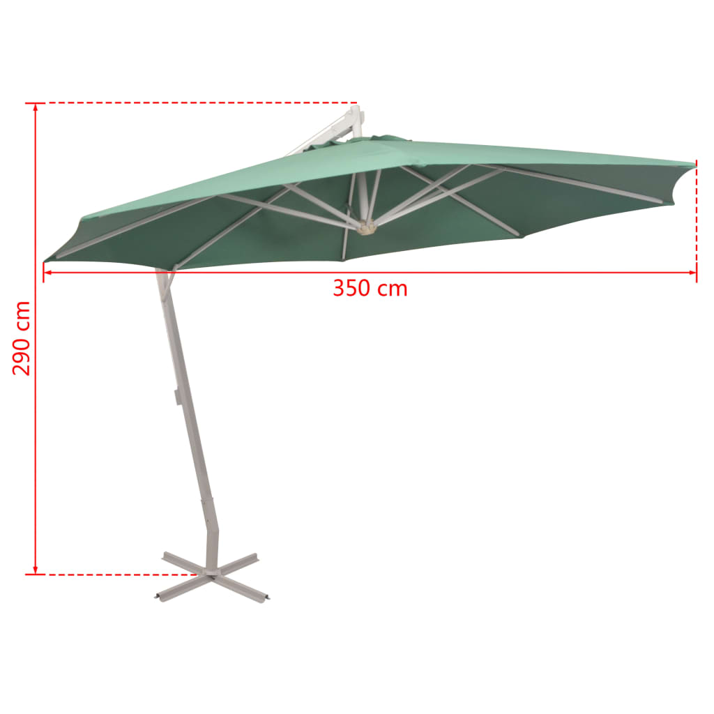 Zweefparasol met aluminium paal 350 cm groen