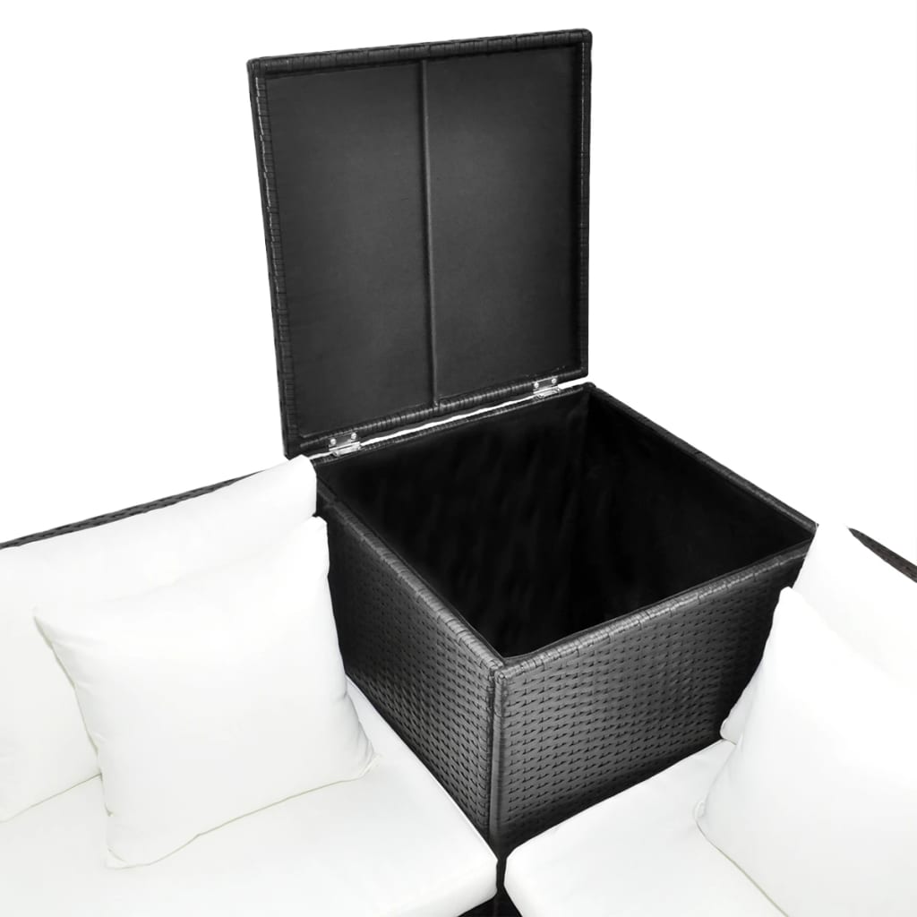 4-delige Loungeset met kussens poly rattan