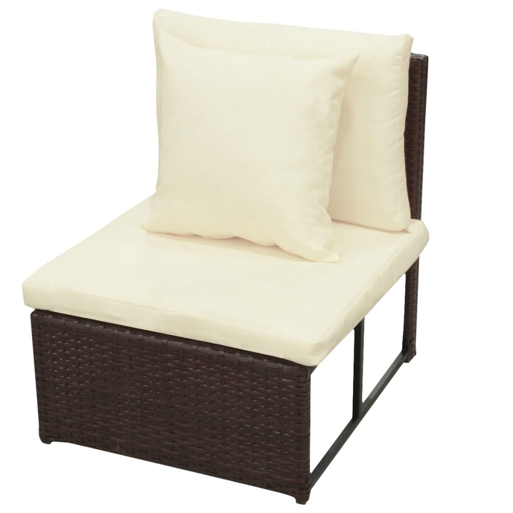 8-delige Loungeset met kussens poly rattan bruin