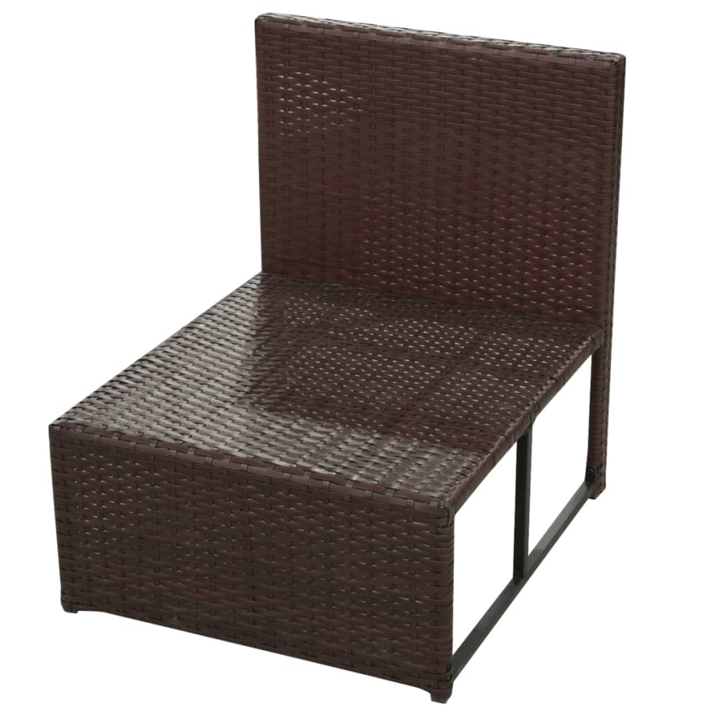 8-delige Loungeset met kussens poly rattan bruin